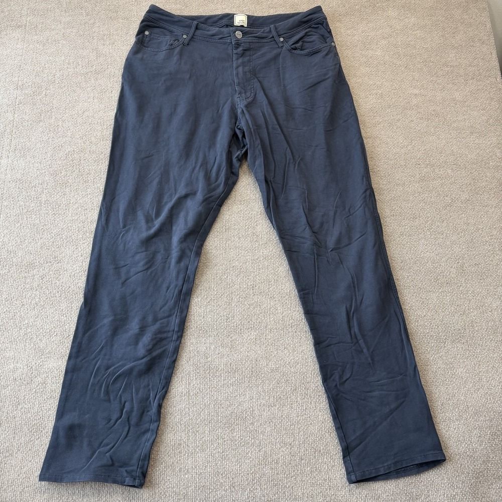 SWET TAILOR Pants Mens 34x32 Navy Tapered All in Jean Stretch Cotton - Picture 2 of 7
